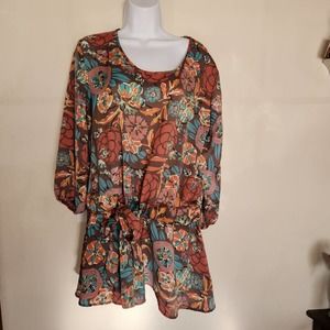 Matilda Jane Floral Blouse - Red, Green, Brown